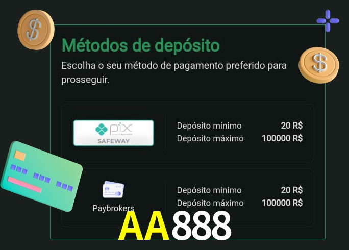O cassino AA888 oferece uma grande variedade de métodos de pagamento